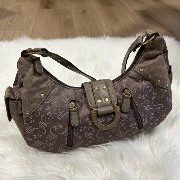 Vintage Y2K Mudd Shoulder Purse Bag Bratz Brown Velvet Faux Suede Baguette - Picture 5 of 11